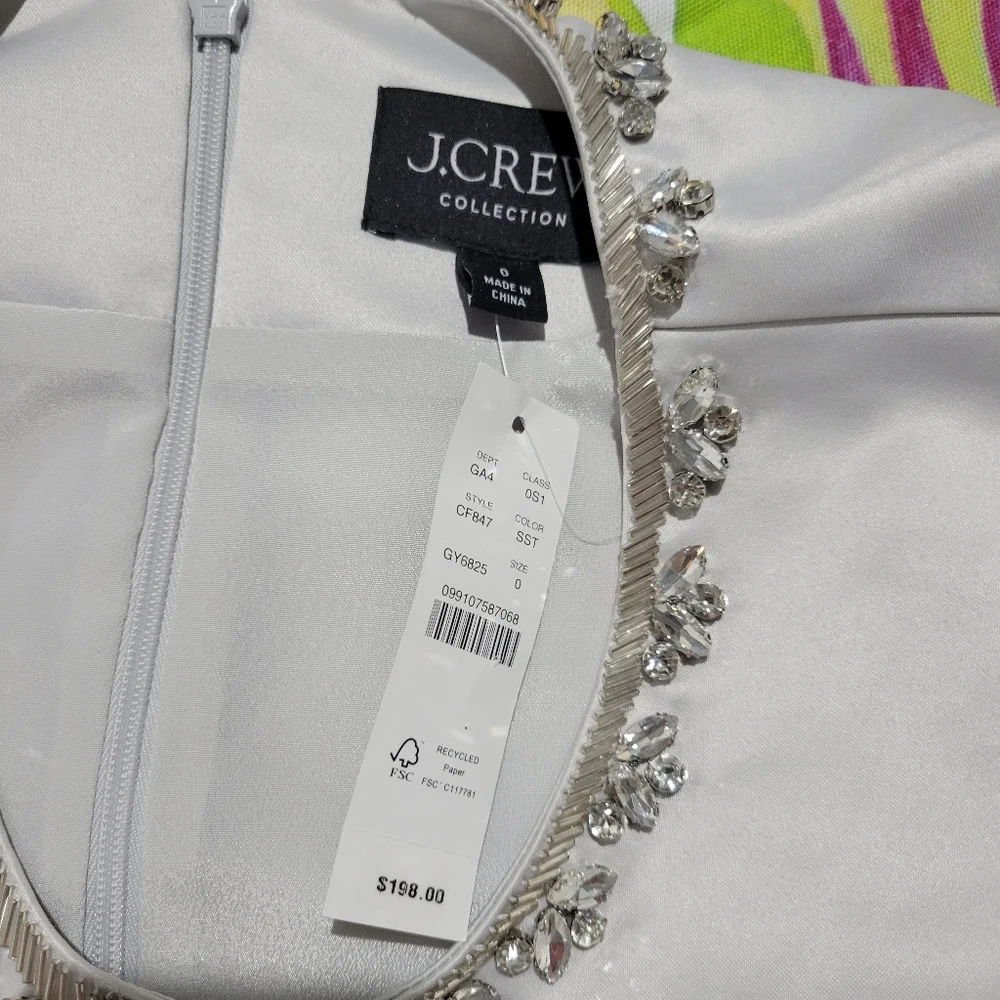 J Crew Collection embellished A-line dress in duchesse satin CF847 Size 0 NWT
